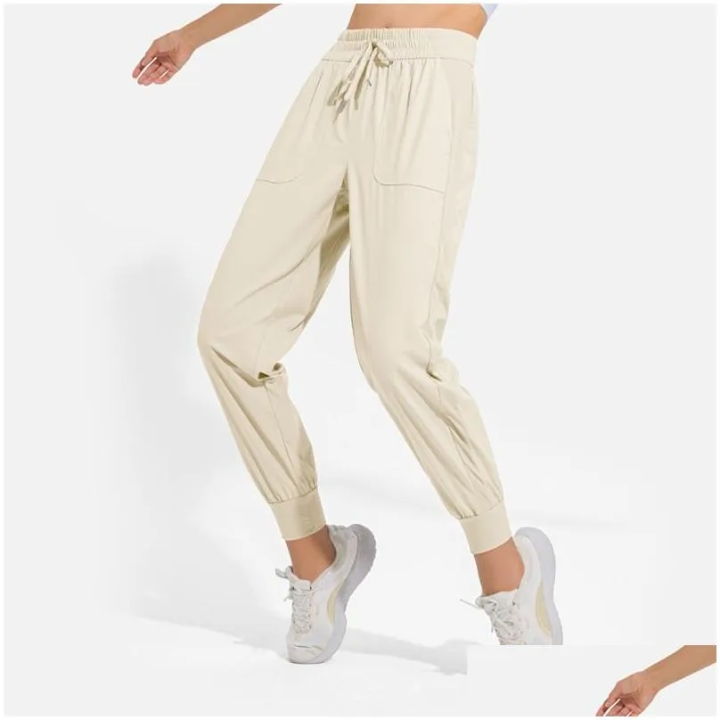 LL-YDK01 Trainer Pants Women`s Trousers Yoga Outfit Loose Ninth Pants Excerise Sport Gym Running Casual Long Ankle Banded Pant Elastic High Waist