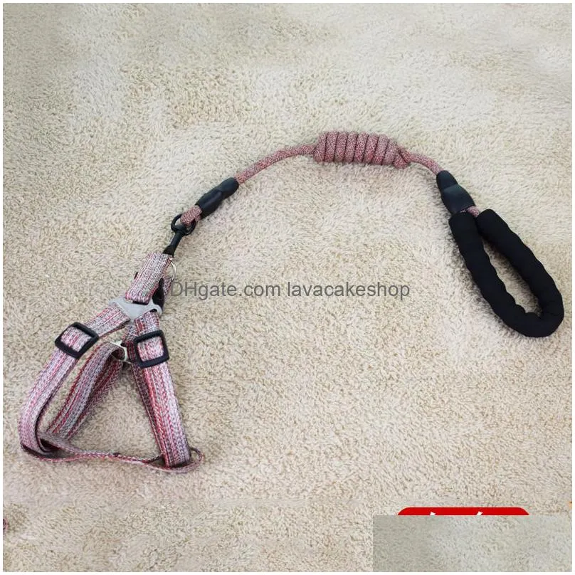 pet traction rope leashes linen adjustable size chest strap ropes dog supplies bule pink green 12 6st q2