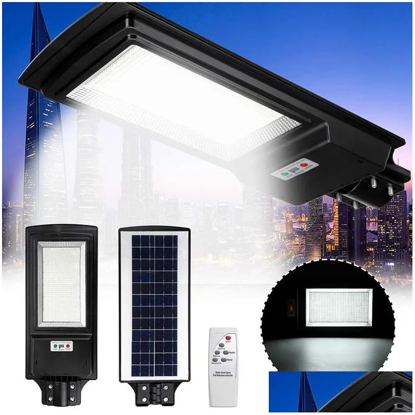 300W 600W Solar Street Light Outdoor Lighting Radar Sensor Road Lamp with pole remote control 492led 966led