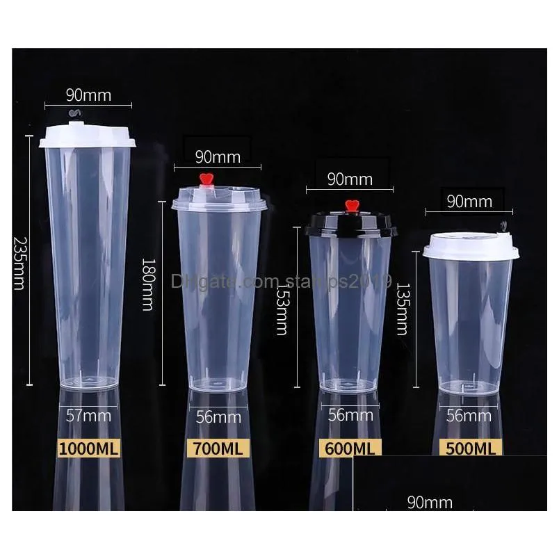 other drinkware 700ml/24oz cold drinks juice cups coffee milky tea thicken disposable transparent plastic with lid sn176 drop delive dhrhv