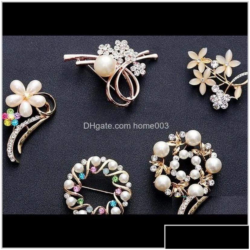 Pins Brooches Jewelry Wedding Or Party Brooches Mix 61 Style Sier Pearl Crystal Rhinestone Flower Bouquet Butterfly Vintage Brooch