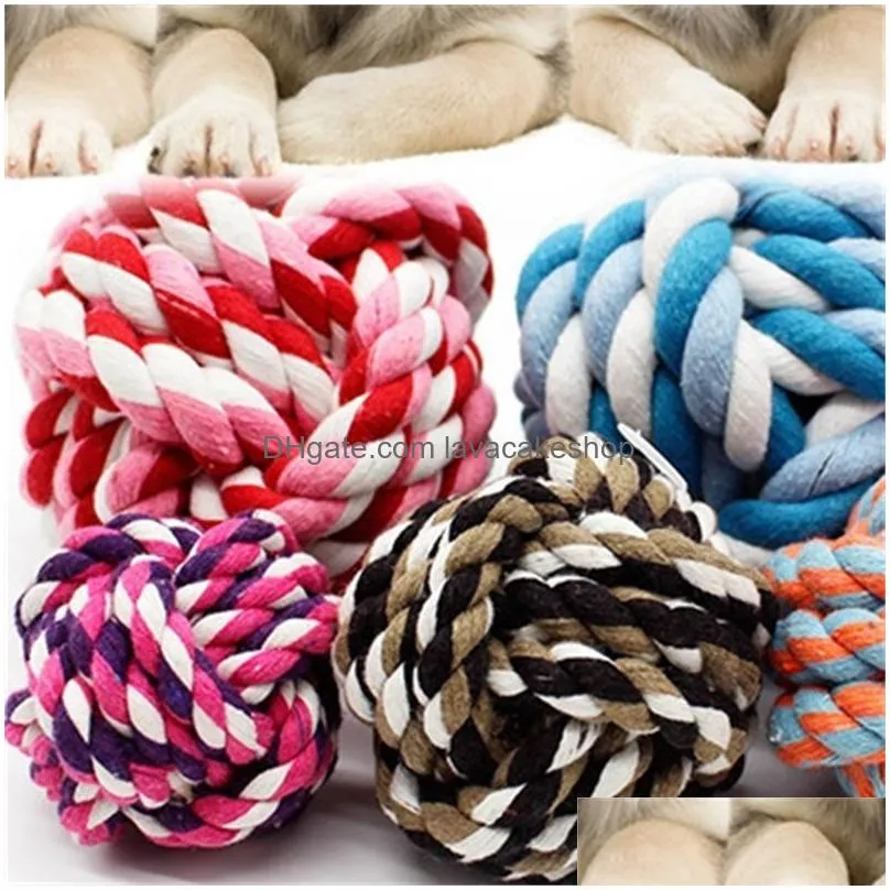 colorful pet cotton chew knot rope ball 5cm 7cm 8cm pet dog toys interactive durable ball shaped pet dog cotton braided toy 5351 q2