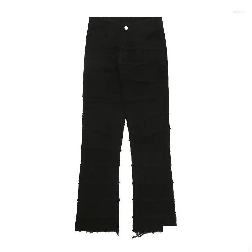 mens jeans mens retrowork flared pants grunge wild stacked ripped long trousers straight y2k baggy washed faded for men