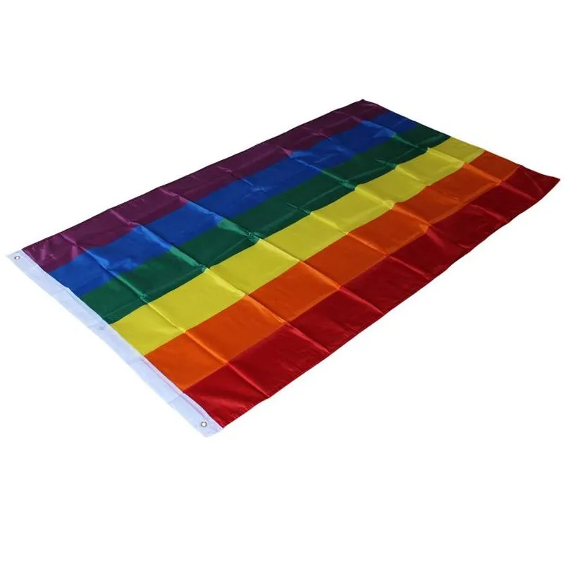 Rainbow Flag Banner 3x5FT 90x150cm Gay Pride Flag Polyester Banner Colorful Rainbow LGBT Flag Lesbian Parade Flags Decoration VT0517