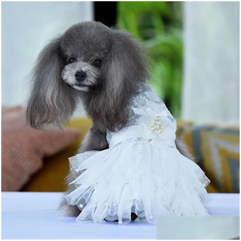 Dog Apparel Wedding Dress Summer Clothes Princess Costumes Girl Clothing Pet Dresses Poodle Pomeranian Schnauzer Outfit Drop Deliver Otjgs