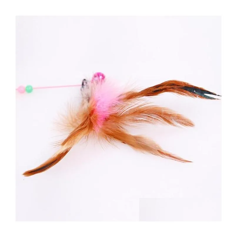 cat toys pet toy cute design plastic steel wire feather teaser wand toy for cats interactive products pet 90cm 