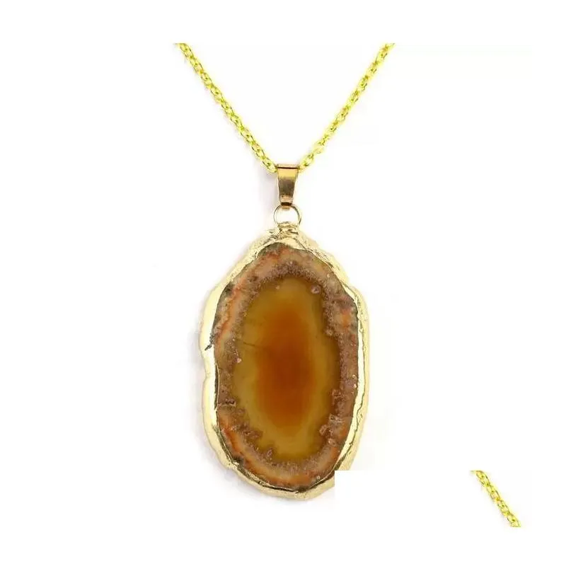 pendant necklace onyx charms pendants multicolor slice irregular natural agat crystal stone quartz pendant diy fit necklaces