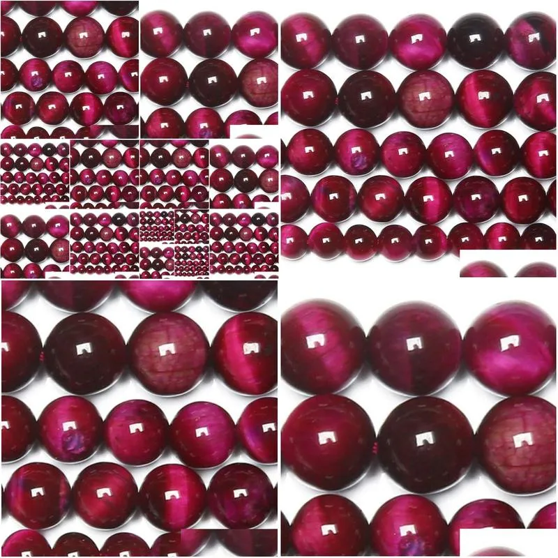 8mm natural stone magenta tiger eye agates round loose beads 15 strand 6 8 10 mm pick size