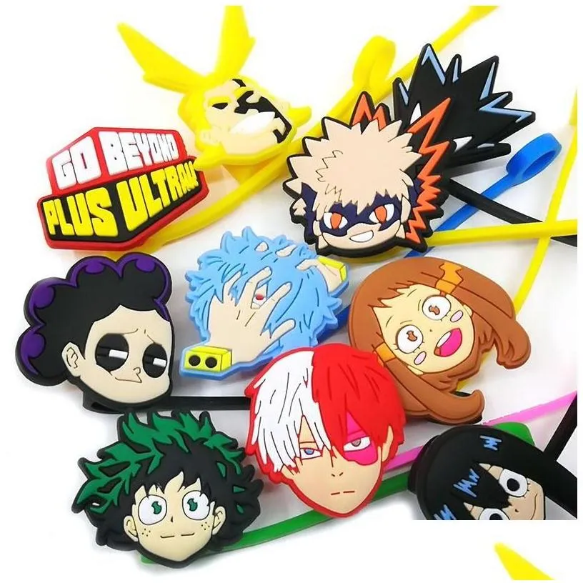 drinking straws custom my hero academia soft sile st toppers accessories er charms reusable splash proof dust plug decorative 8mm pa