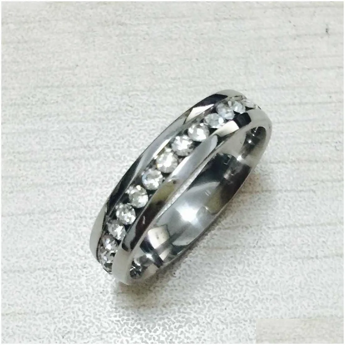 classic 6mm 18k white gold silver color plated cz diamond rings wedding band tungsten lovers ring for women and men