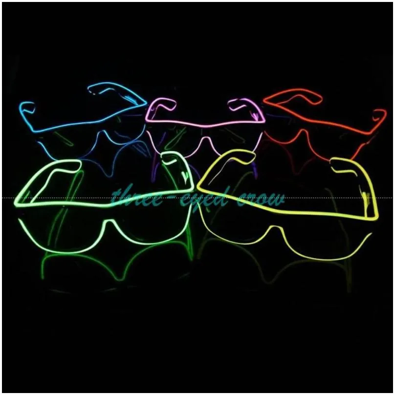 party dj bright glasses strips50 150pcs/lot double color blue el glass wire fashion neon led light up shutter shaped glow rave costume