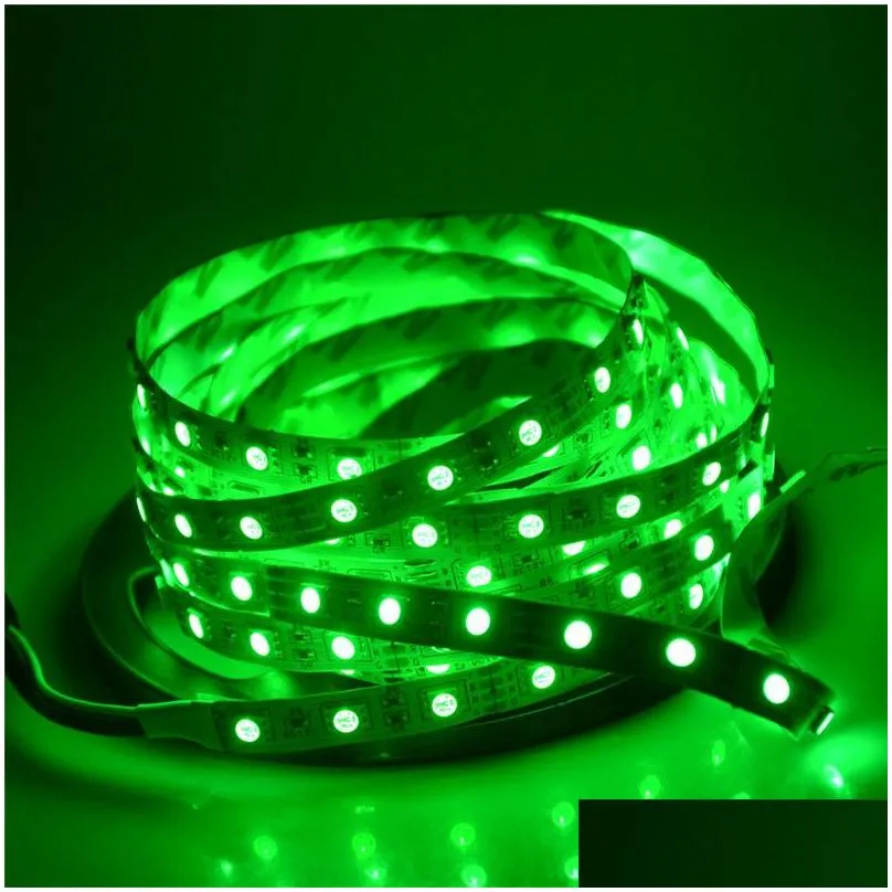 5M RGB LED Strip Light Flexible 3528 SMD Non Waterproof DC 12V +IR Remote Controller + 2A Power Supply Stage Party Bulb Christmas
