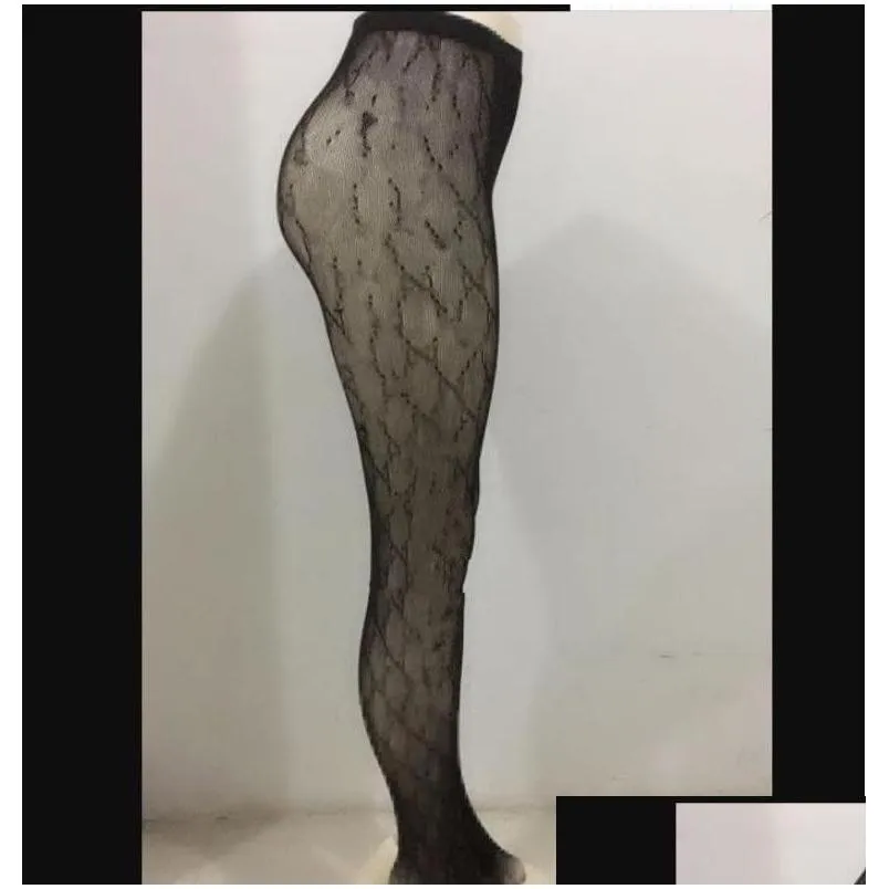 Sexy Long Stockings Tights Women Fashion black and white Thin Lace Mesh Tights Soft Breathable Hollow Letter Tight Panty hose High