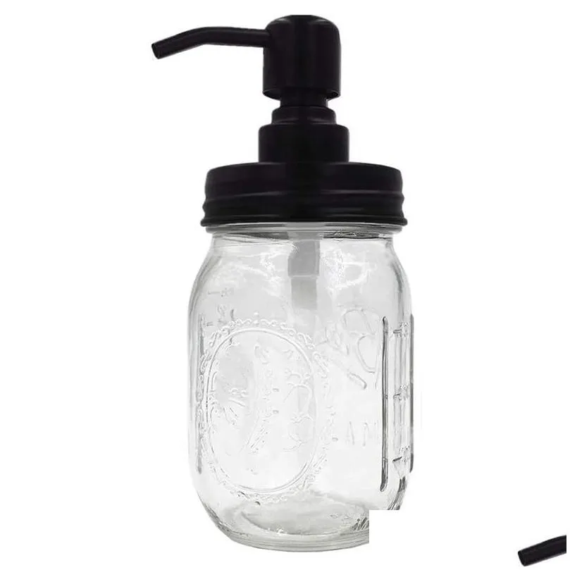 4-pack mason jar soap dispenser lid painted black rust proof lotion dispenser lid for regular mouth mason jar1