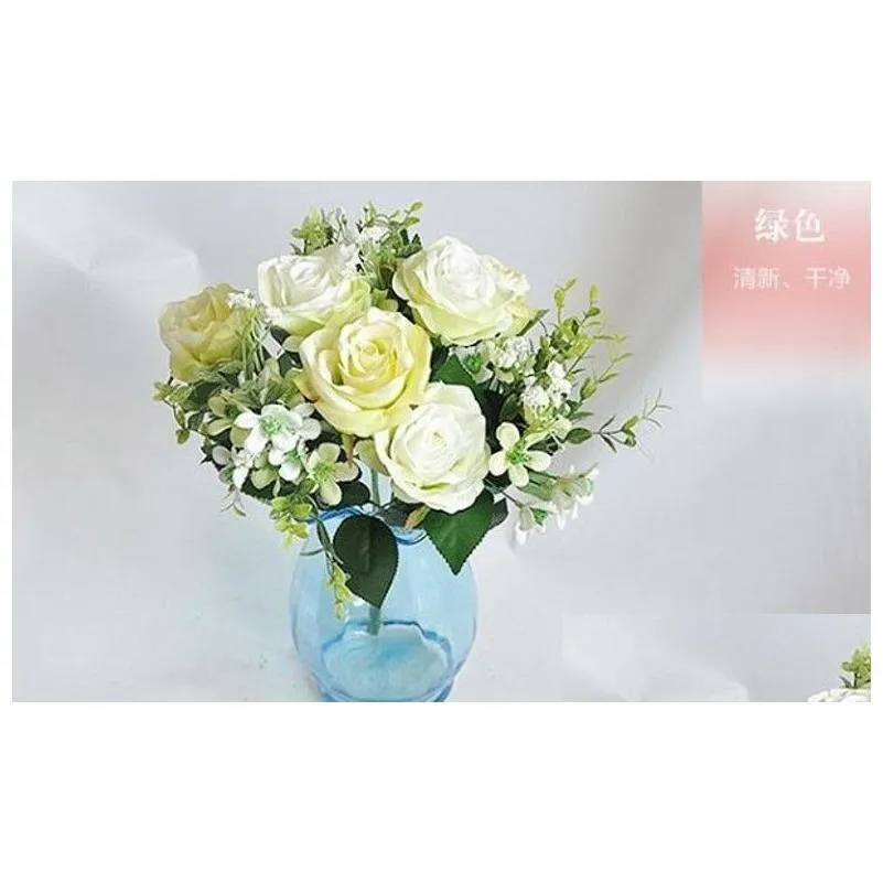 artificial flowers 12 head snow mountain roses home wedding decoration fake flowers holding flowers pure environmental simulation