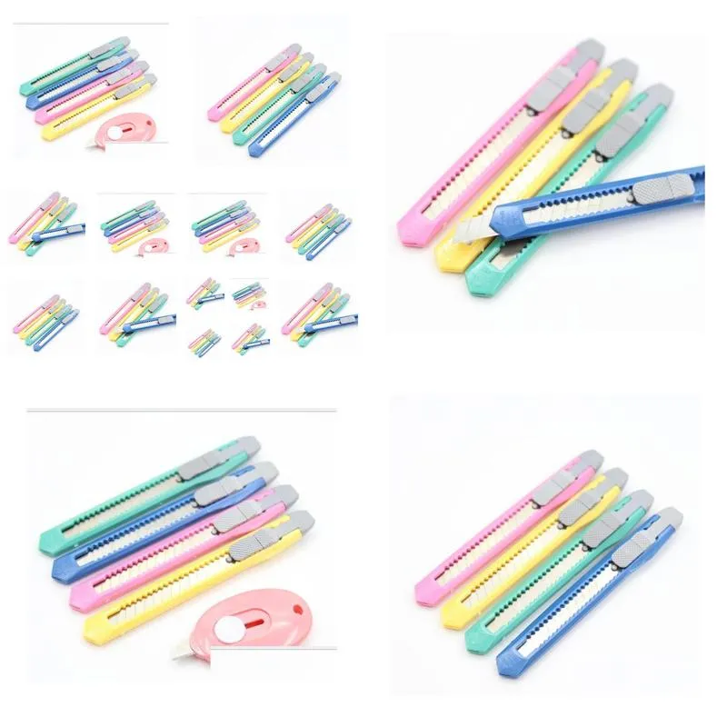 Utility Knife Wholesale 2021 Est Mini Office School Student Paper Cutters Candy Colors Mtifunction Package Express Diy Drop Delivery Dhbg4