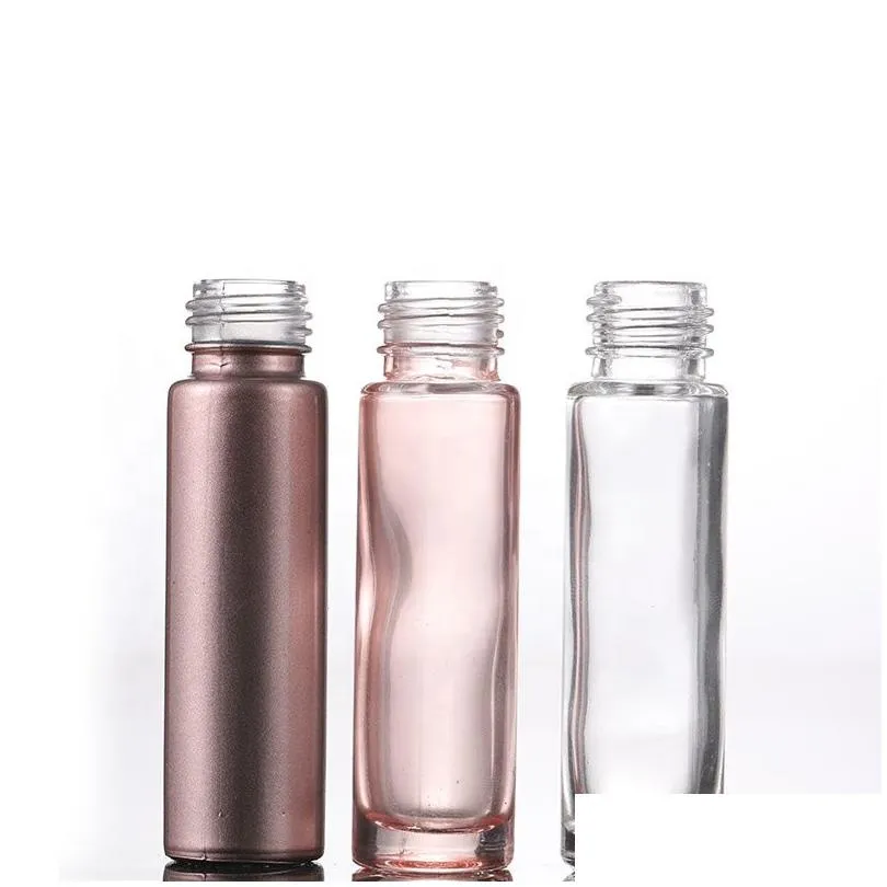 Empty 10ml Roll On Glass Bottles Perfume  Oil Bottle 10ml Rose Gold Roll-On Vials And Plastic Cap 500pcs/lot