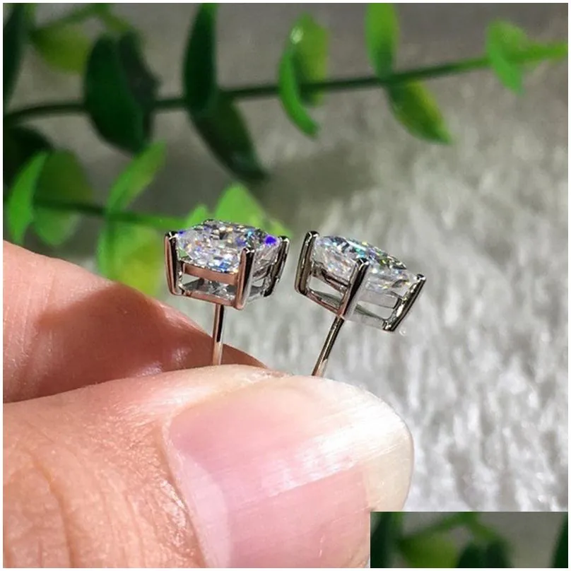 Shining 18K Platinum Plated Square Zircon Stud Earring Ear Bone Nail Women Men No Fading No Allergies