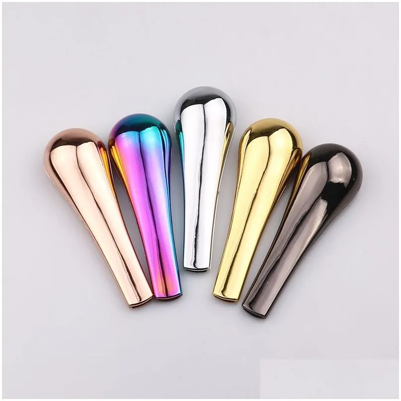 2pcs retail magnetic metal smoking spoon herb pipes detachable cleaning portable pocket hand pipe rainbow 9 colors