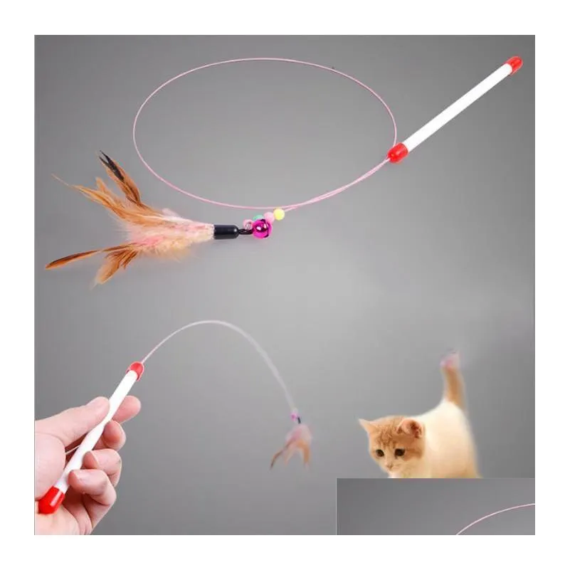 cat toys pet toy cute design plastic steel wire feather teaser wand toy for cats interactive products pet 90cm 