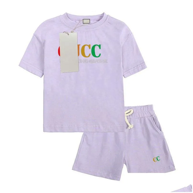 kids clothing sets boys girls tracksuits suit letters print 2pcs designer t shirt short pants suits chidlren casual sport clothes 90-160 2