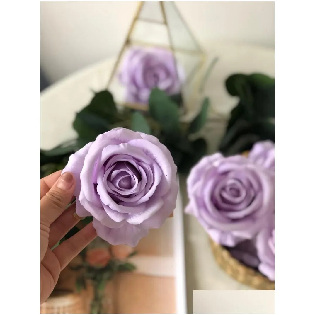 decorative flowers wreaths 10pcs lavender artificial rose velvet head fake for home garden wedding birthday party decor