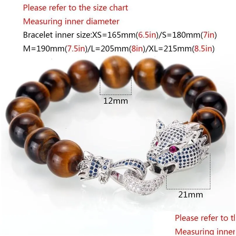 charm bracelets mcllroy tiger eye stone bracelet men women luxury dragon clasp handmade beads fashion jewelry gift mens 2022charm