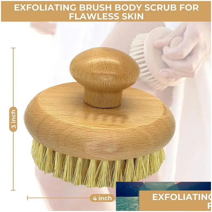 Bath Brushes Sponges Scrubbers Plant Sisal Body Mas Brush Cactus Exfoliating Natural Wood Wet Skin Exfoliator With Soft And Stiff B Dhfnc