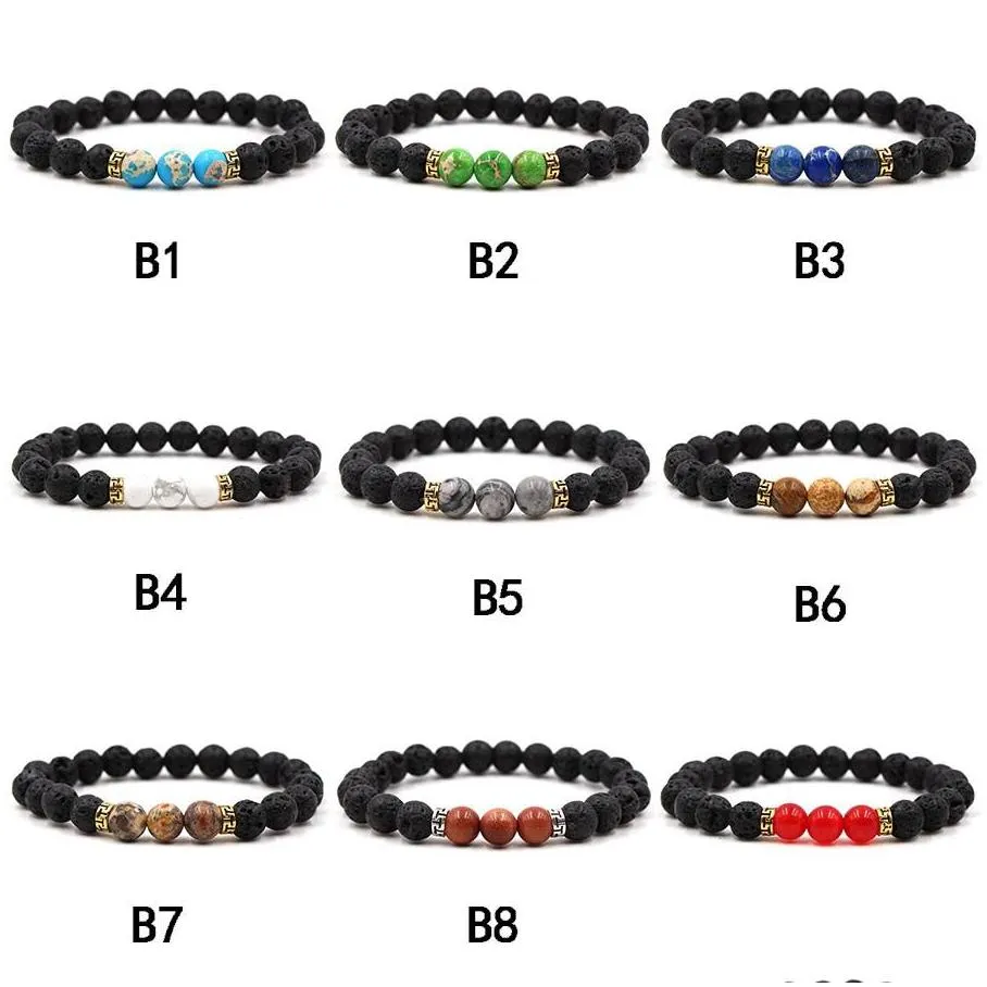 lava rock stone bead bracelet chakra charm natural stone essential oil diffuser beads chain for women men fashion crafts jewelry