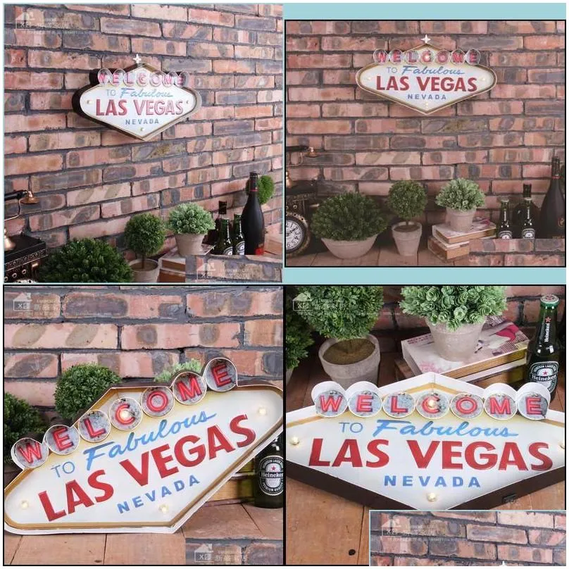 metal painting las vegas decoration metal painting welcome signs led bar wall decor drop delivery home garden arts crafts dhwnp