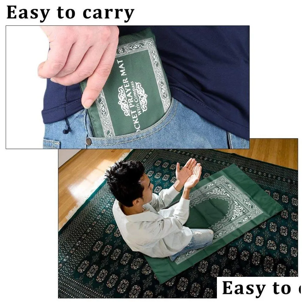 60x100cm muslim prayer rug carpet with compass waterproof islamic outdoor pray carpets portable travel mat ramadan gift