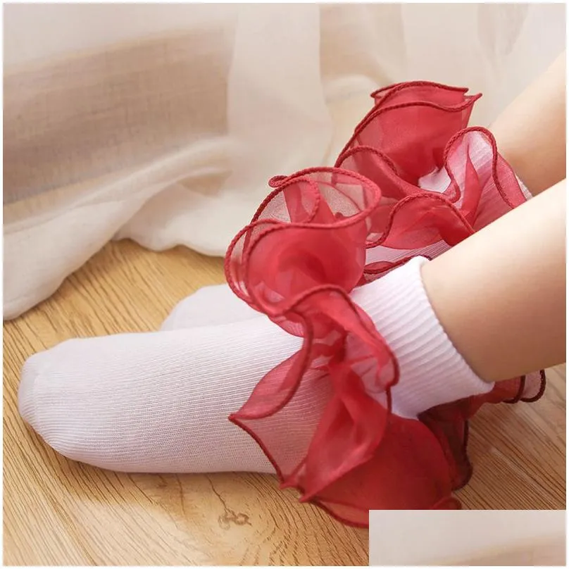 8 Colors Kids Baby Socks Girls Cotton Lace Three-dimensional ruffle Sock infant Toddler socks Children clothing Christmas Gifts M3214