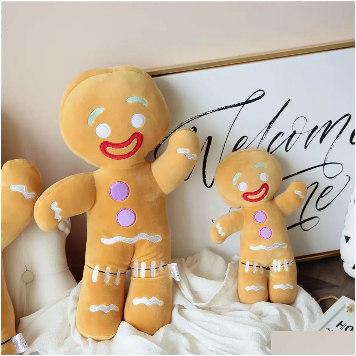 Dolls 3060cm Cartoon Cute Gingerbread Plush Toys Pendant Stuffed Baby Appease Doll Biscuits Man Pillow Reindeer for Kids Gift 221206