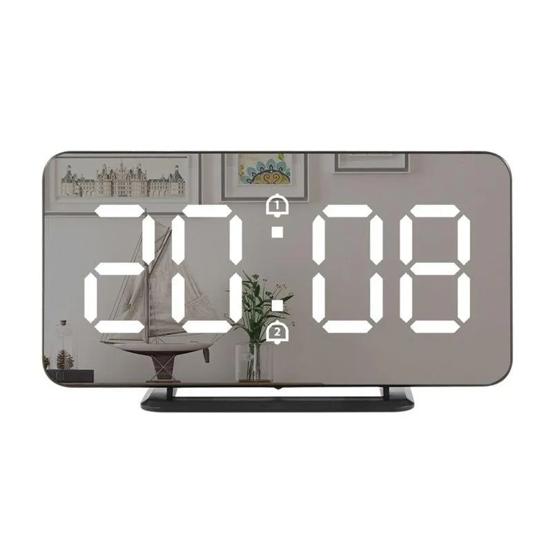 digital mirror alarm clock led wall table electronic temperature s multifunction watch home decoration lj200827