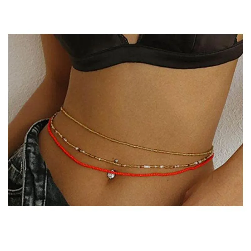 Boho Style Beads Waist Chain Elastic Colorful Beaded Bikini Belly Chains Summer  Jewelry for Women Girls Wholesale Price