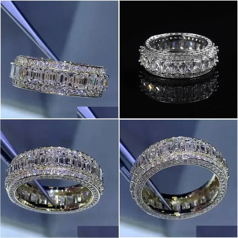 jewelry fill full t princess cut white topaz cz diamond gemstones party moissanite women wedding band ring for love gift