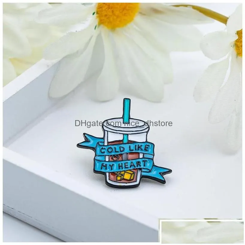 Pins Brooches Iced Coffee Pin Badge Brooch Accessory Cold Like My Heart Drop Delivery Jewelry Dhhpk