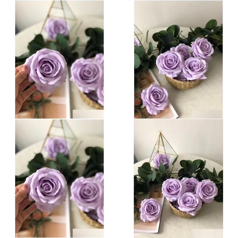 decorative flowers wreaths 10pcs lavender artificial rose velvet head fake for home garden wedding birthday party decor