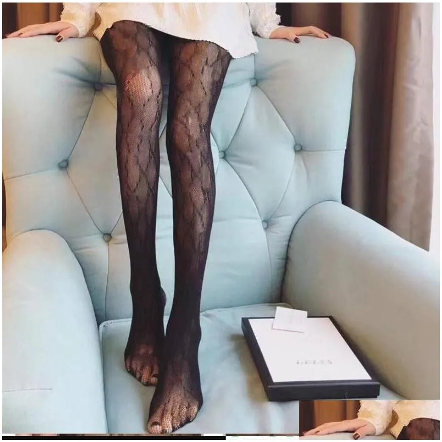 Sexy Long Stockings Tights Women Fashion black and white Thin Lace Mesh Tights Soft Breathable Hollow Letter Tight Panty hose High