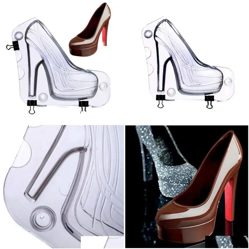 Cake Tools Big Size 3D Chocolate Mold High Heel Shoes Candy Decoration Molds Diy Home Baking Pastry Lady Shoe Mold1 Drop Delivery Ga Otlfd