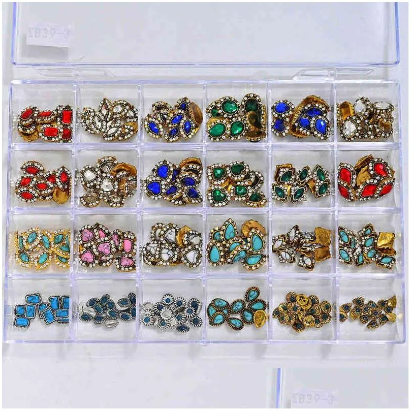 240Pcs/Box-Pre-made Nail Charm /Gems for 8 Best 3D Nail Supplies (2021) Bowknot/Crown /Glitter Rhinestones Nails Charms Diamonds