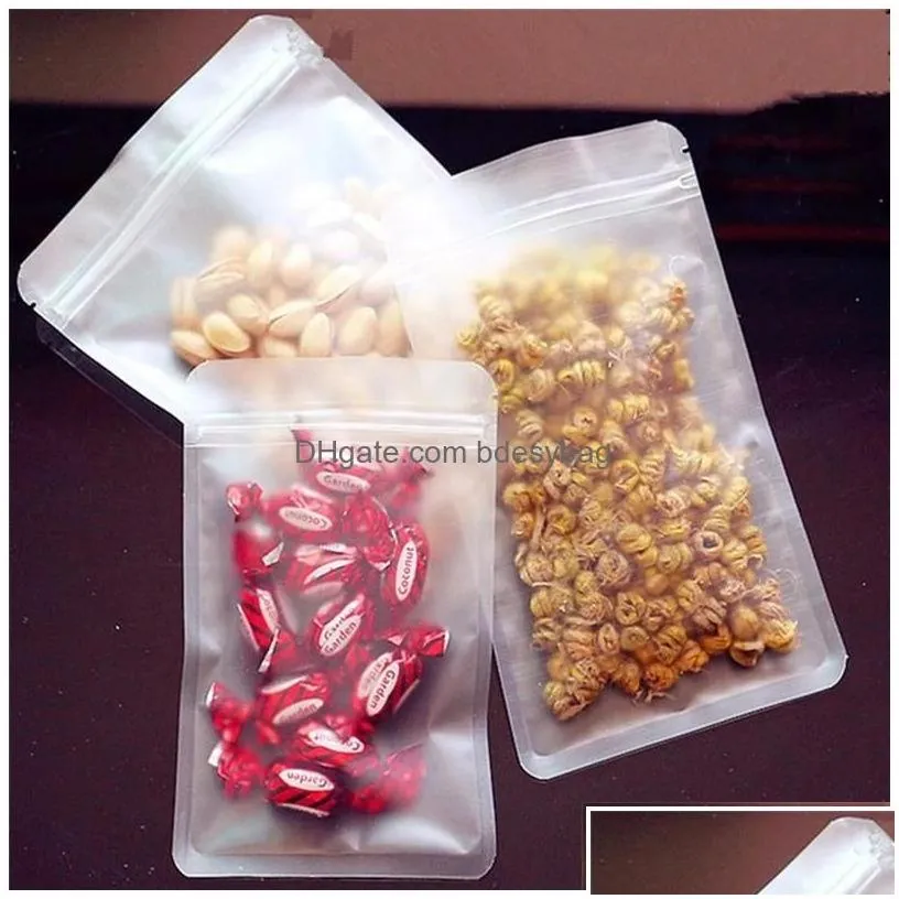 wholesale packing bags frosted transparent zipper bag flat bottom dry flower pouch smell proof food storage drop delivery office school business