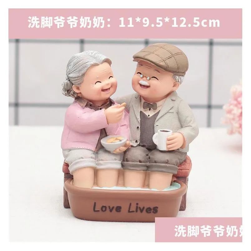 decorative objects figurines grandparents model ornament creative sweety lovers couple ornaments modern home decoration living room for gift zm904