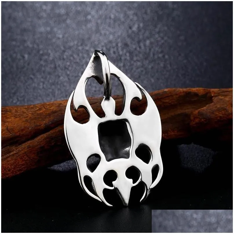 pendant necklaces mens stainless steel necklace punk flame skull gothic party jewelry gift for motorcycle riders