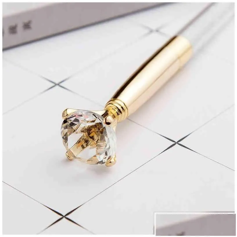 wholesale ballpoint pens 15 color big diamond pen crystal gem metal ballpen advertising gift custom logo fashion school office stationery jy06