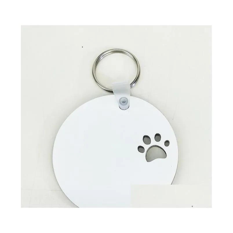 2021 NEW Puppy keychain sublimation MDF key ring paw print wooden key chain creative dog tag