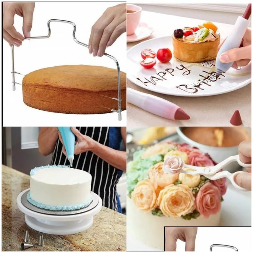 Cake Tools 108 Piece Decorating Supplies Turntable Pi Tip Nozzle Pastry Bag Set Diy Baking Tool1 Drop Delivery Home Garden Kitchen D Otami