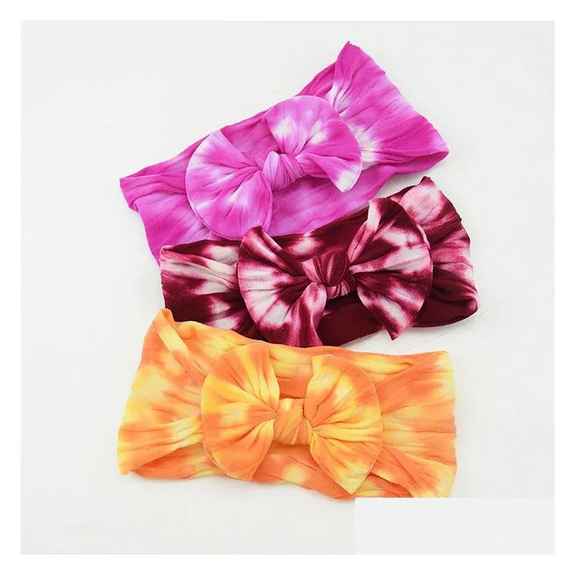 Kids Girls Tie Dye Headbands Elastic Baby Girl Bow Headband Hairbands Hair Bows Accessories Head Bands For Children M4117