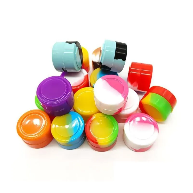 mixed color nonstick oil wax container silicone box 3ml customized silicon containers small round storage jar for vaporizer