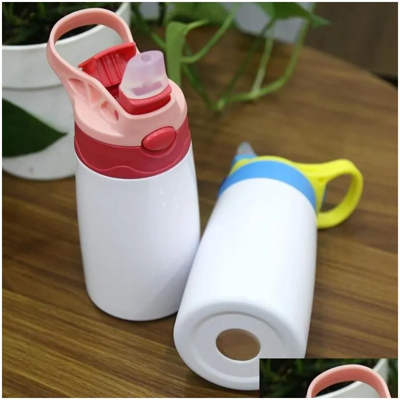Water Bottles 12Oz Sublimation Kid Bounce Cup Blank Heat Transfer Printing Bottle For Straight Insated Kettle With Nipple Drop Deliv Dh2Wk